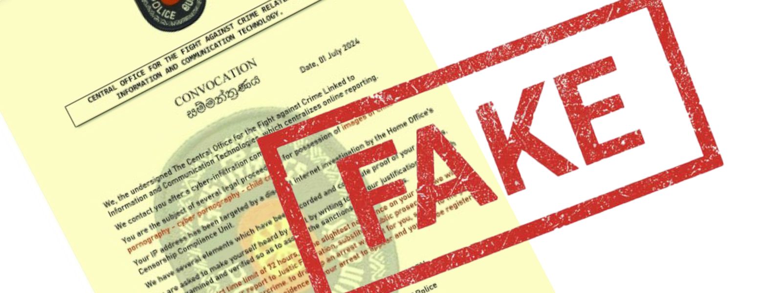 Sri Lanka Police Probing Fake Letter